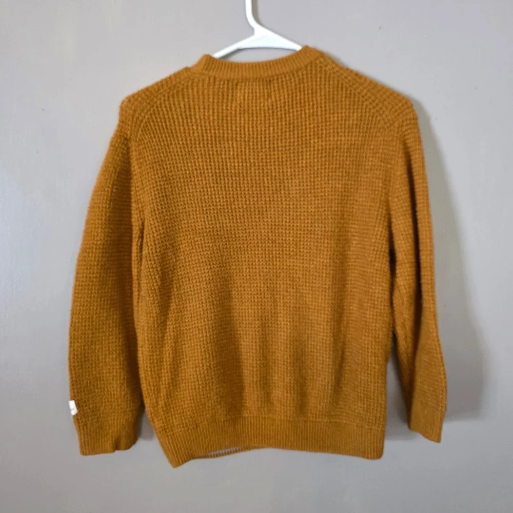 Zara Girls Mustard Yellow Sweater Size 9 Waffle Knit Crewneck Long Sleeve